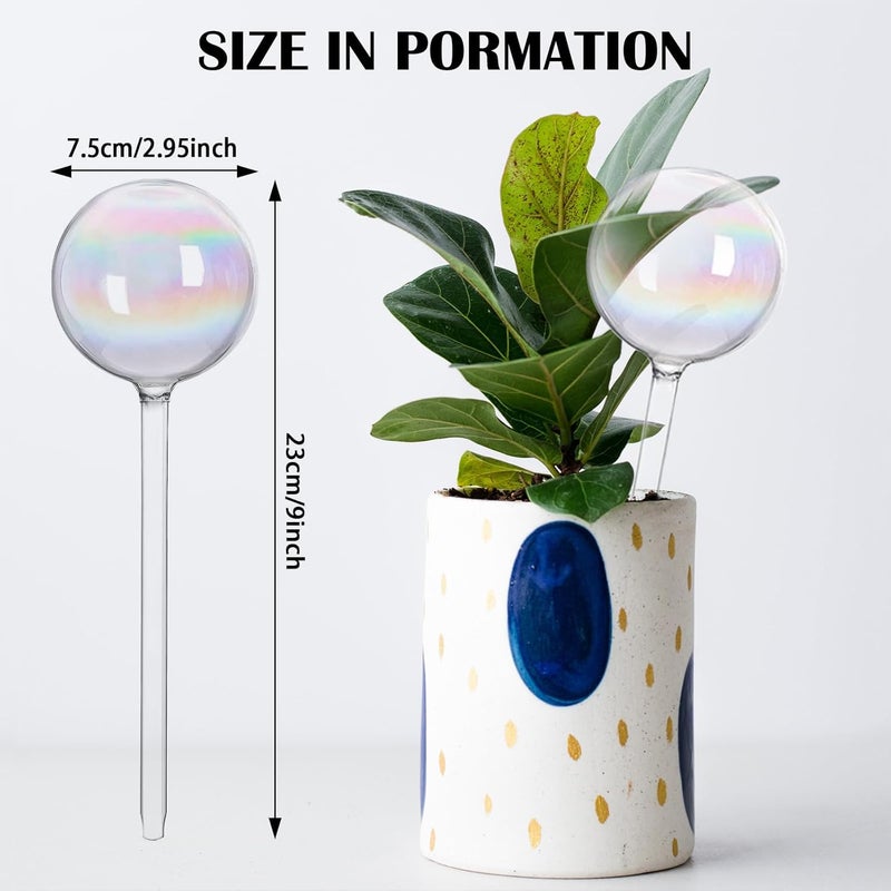 Koorabbee 4 Pcs Iridescent Glass Plant Watering Globes - 9 Inch Self Watering Planter Insert | Plant Watering Devices | Plant Watering Bulbs for Indoor and Outdoor Plants Accessories. - Image 2
